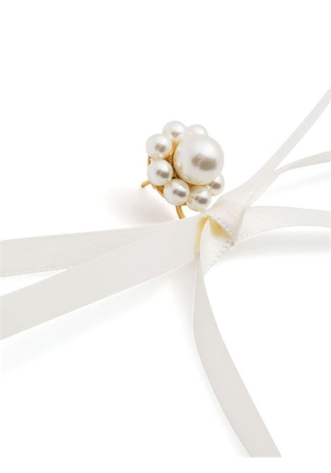 White pearl-embellished ribbon bow earrings Simone Rocha - women SIMONE ROCHA | ERG3890904IVRY